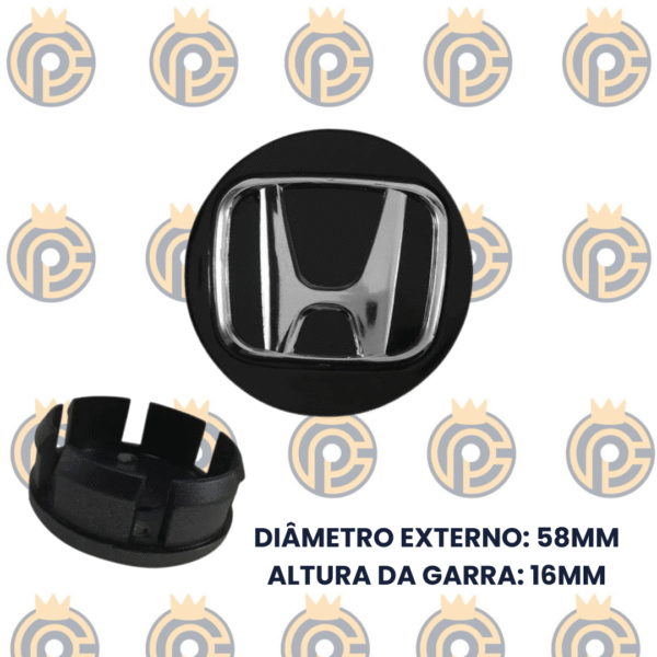 Subcalota Honda Fit Logo Cromado Preto