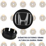 Subcalota Honda Fit City Preto Logo Cromado