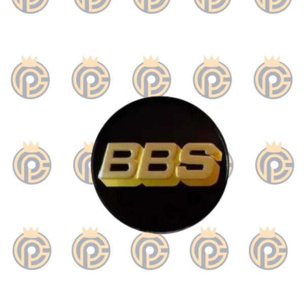 Emblema em Alumínio BBS Preto e Dourado 55mm